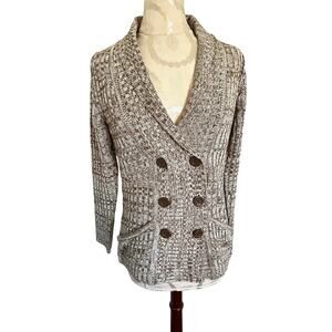 Effeci Long Sleeve Knit Cardigan Double Button Closure Medium